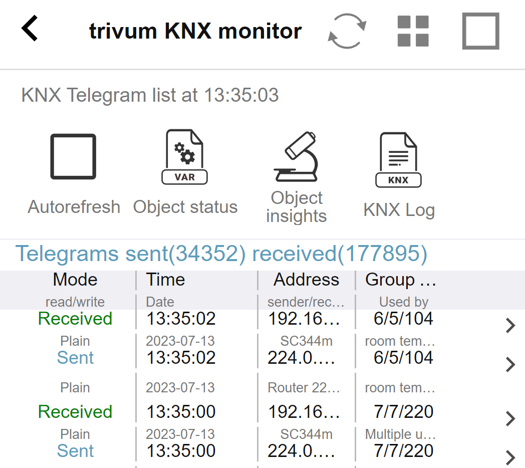 KNX monitor